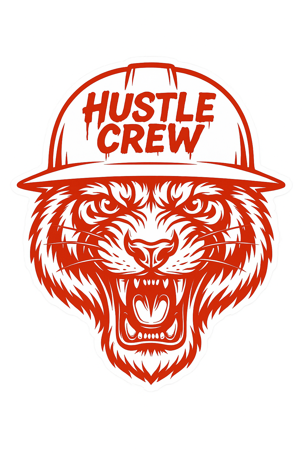 Tiger Hustle Crew Sticker β Red