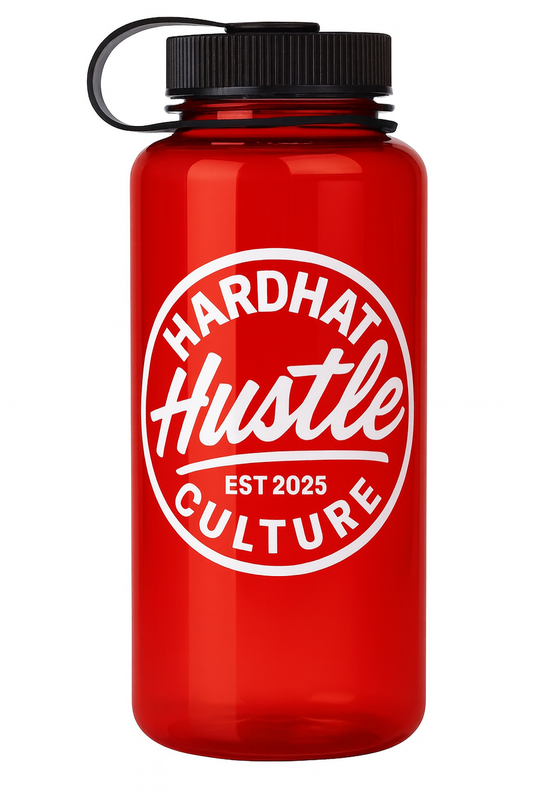 Hardhat Hustle Culture™ 32oz BPA-Free Water Bottle – Smokey Grey, Red, Pink & Purple