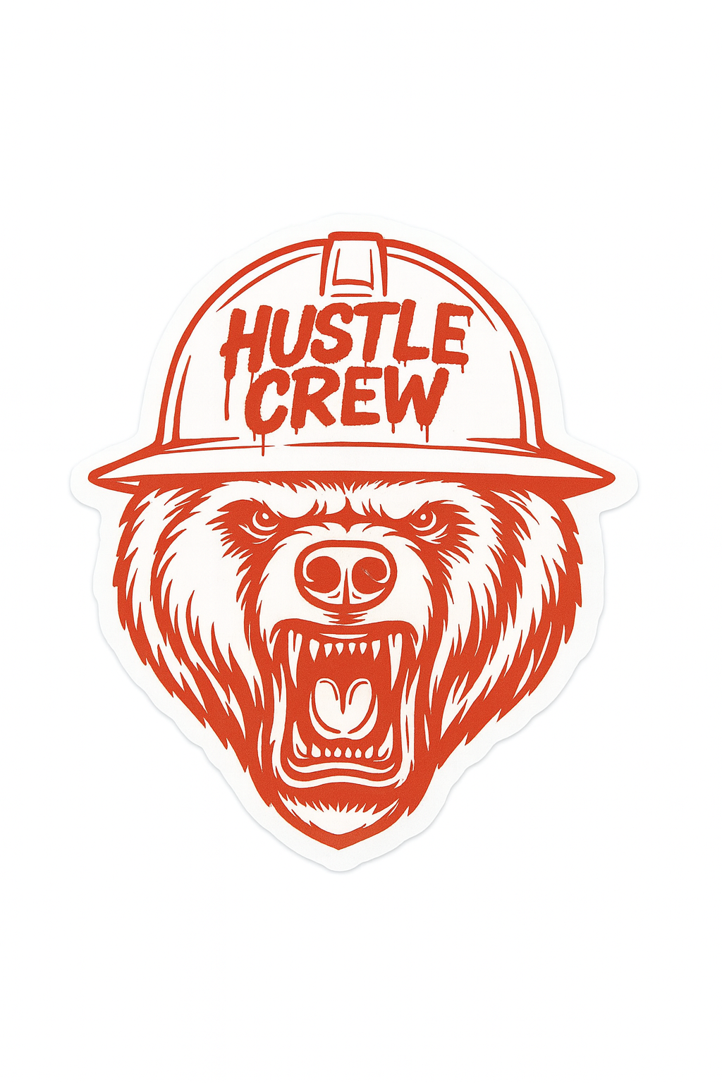 Grizzly Hustle Crew Sticker – Red