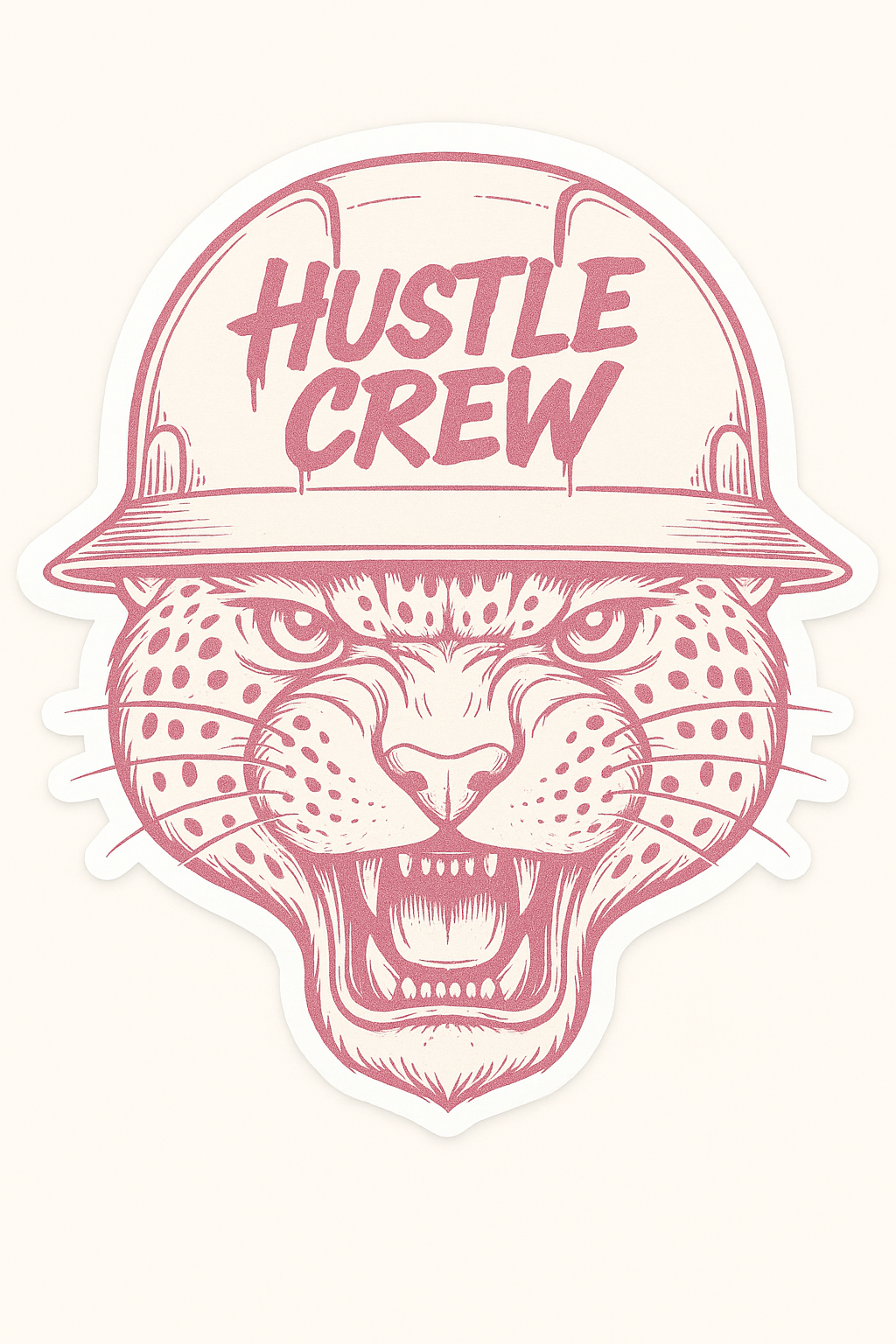 Leopard Hustle Crew Sticker – Pink Hard Hat Vinyl Decal