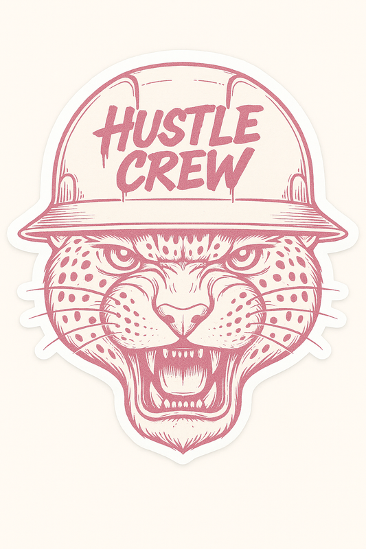 Leopard Hustle Crew Sticker – Pink Hard Hat Vinyl Decal